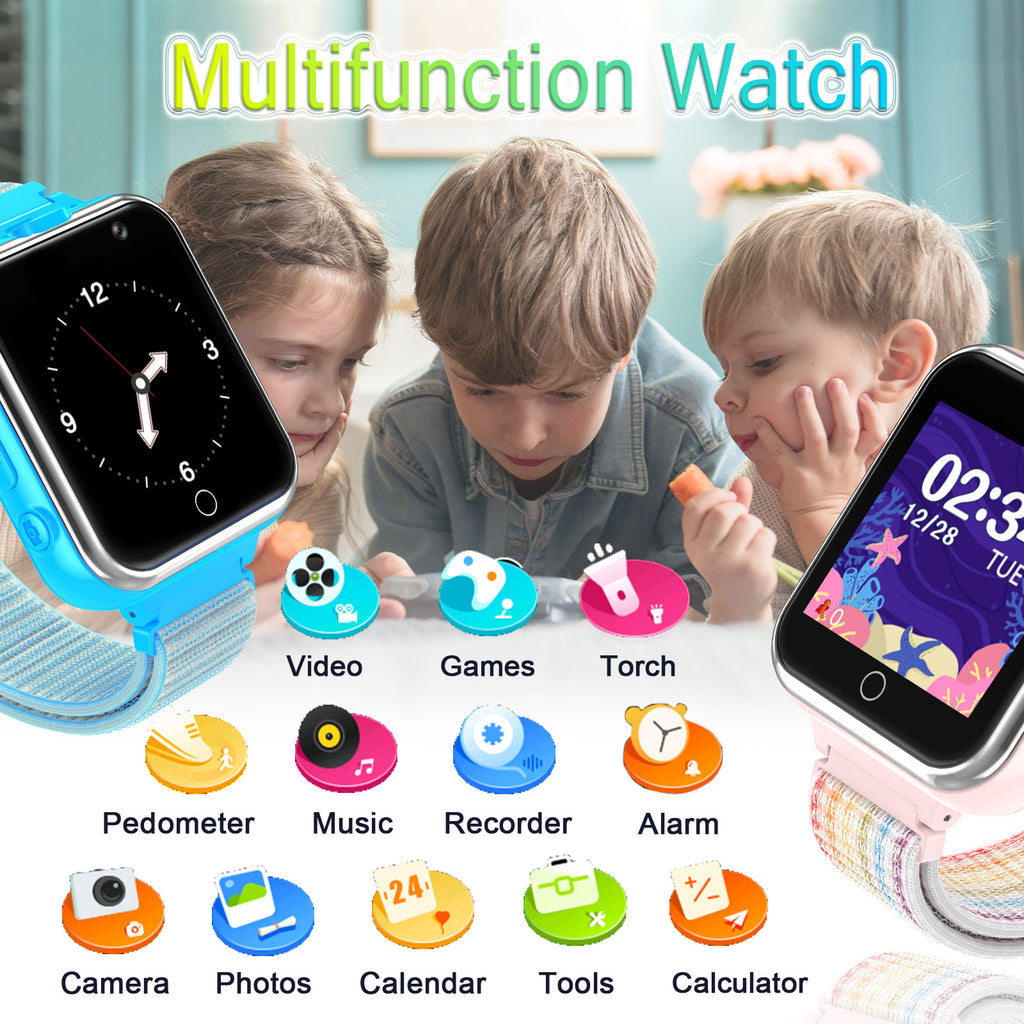 PTHTECHUS X32 1.54" Kids Smart Watch for Boys Girls Kids Smartwatch Black