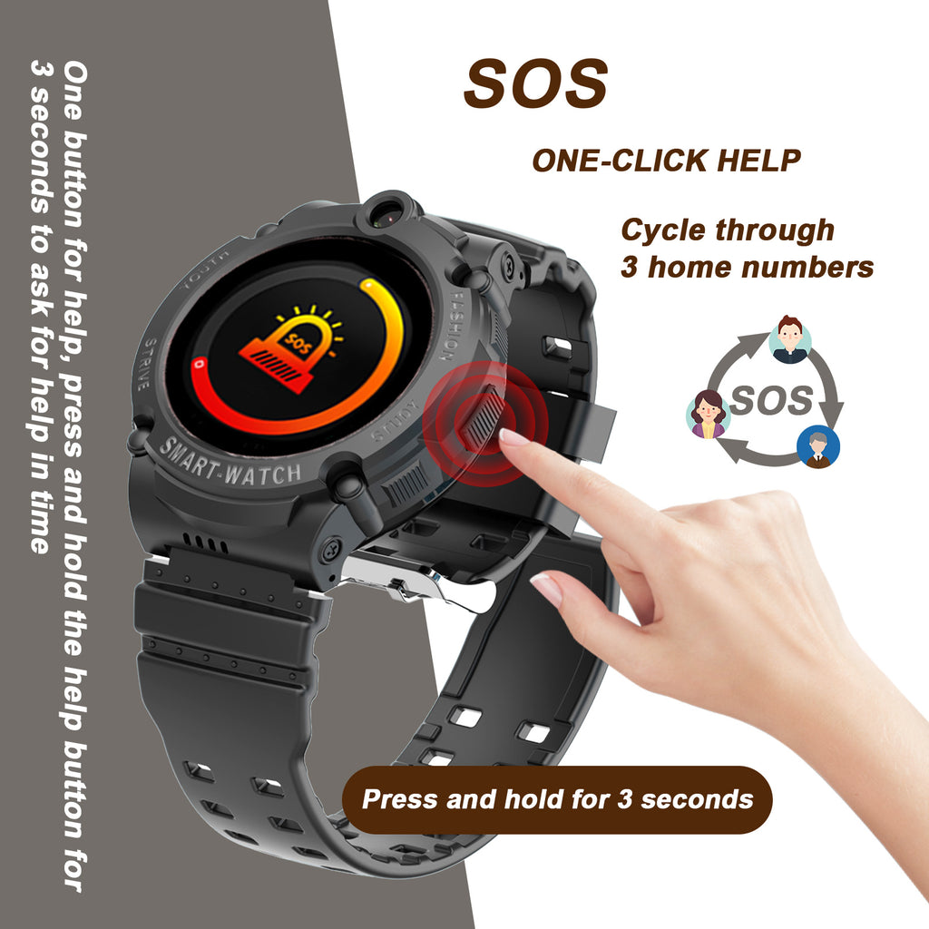 PTHTECHUS S02 Kids Smartwatch 4G with Phone GPS SOS Black