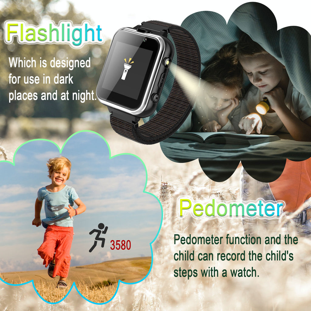 PTHTECHUS X32 1.54" Kids Smart Watch for Boys Girls Kids Smartwatch Black