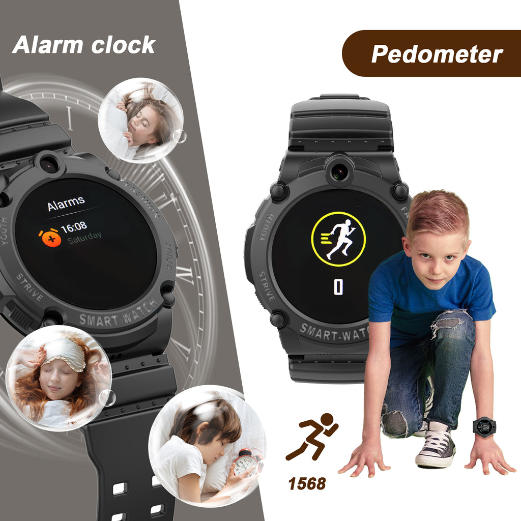 PTHTECHUS S02 Kids Smartwatch 4G with Phone GPS SOS Black