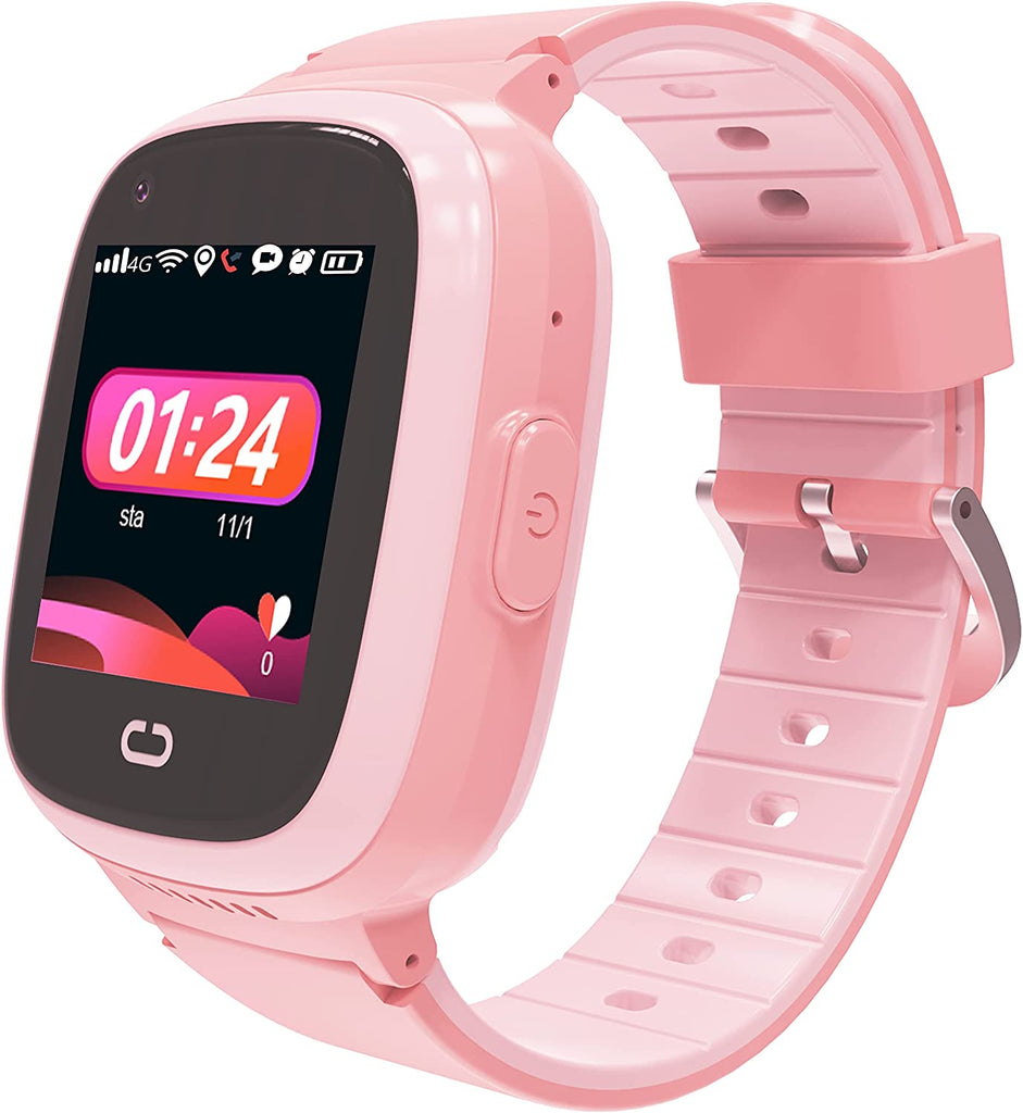 PTHTECHUS T30 Kids Smartwatch 4G with Phone GPS SOS Pink