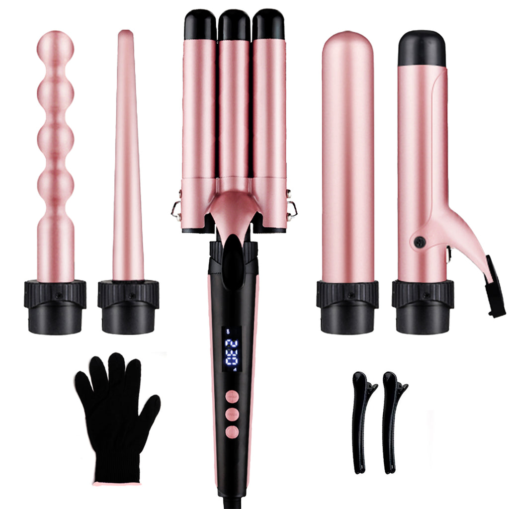 CI01 5 in 1 Curling Irons Set 0.35-1.25 Inch Auto Hair Curler Set