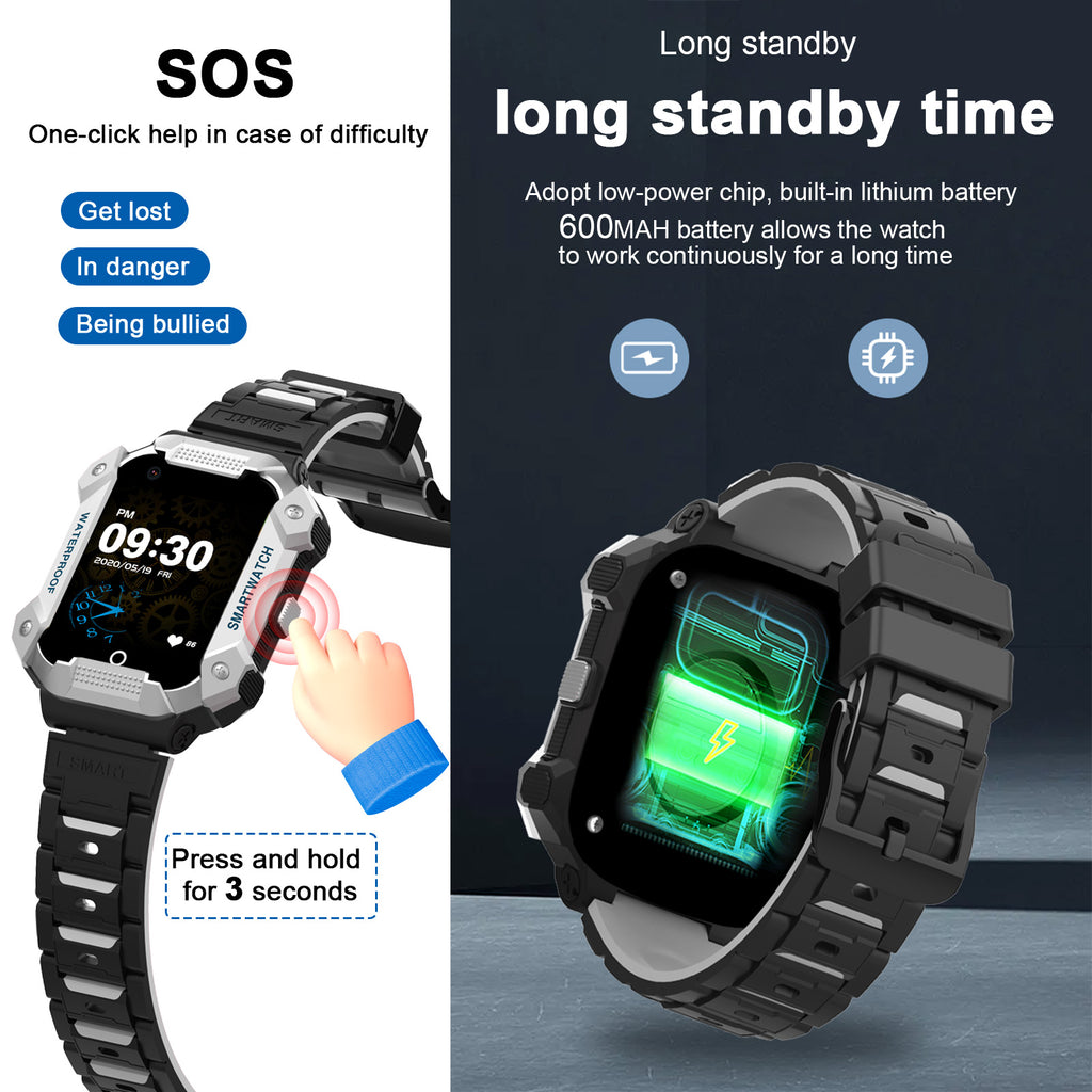 PTHTECHUS S07 Kids Smartwatch 4G with Phone GPS SOS Silver