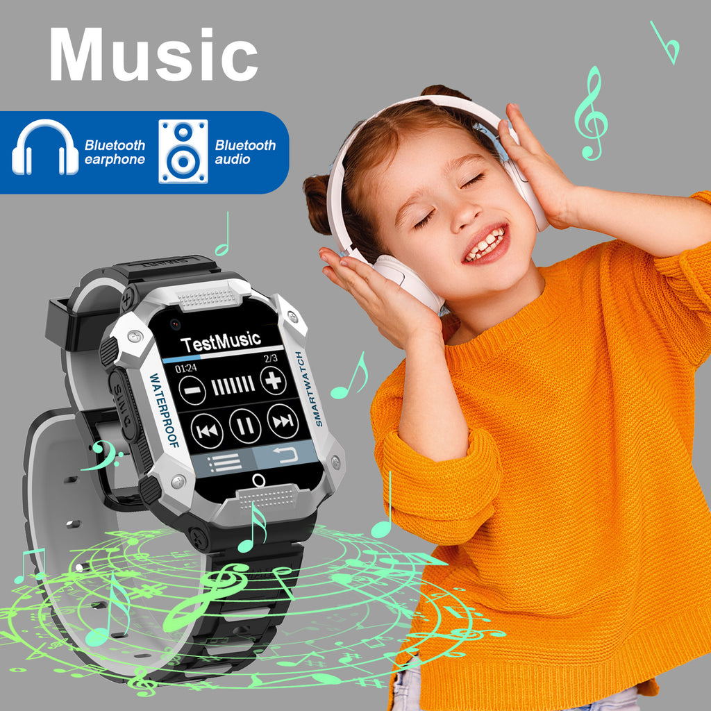 PTHTECHUS S07 Kids Smartwatch 4G with Phone GPS SOS Silver
