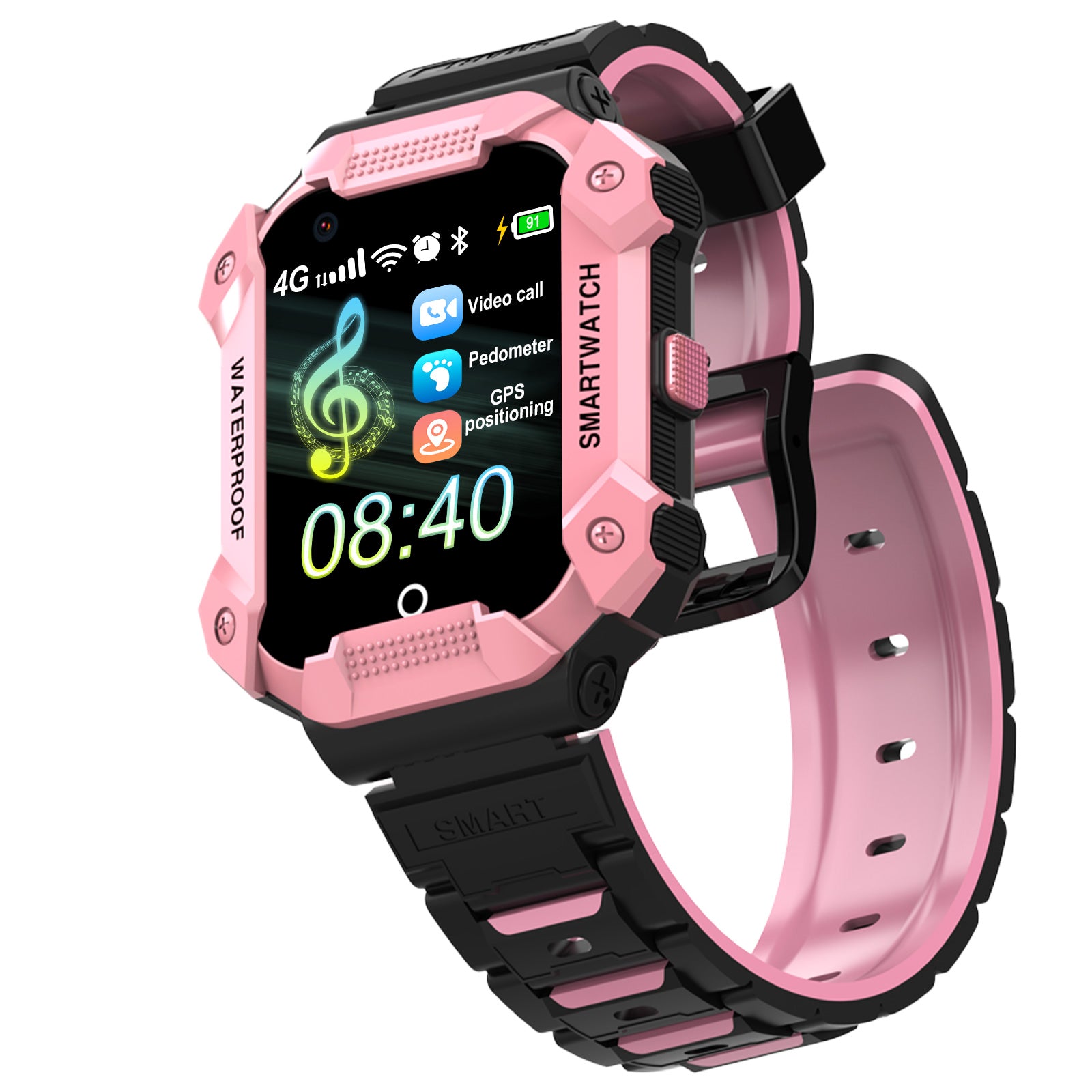 carta Algebraico Ilustrar PTHTECHUS S07 Kids Smartwatch 4G with Phone GPS SOS Pink