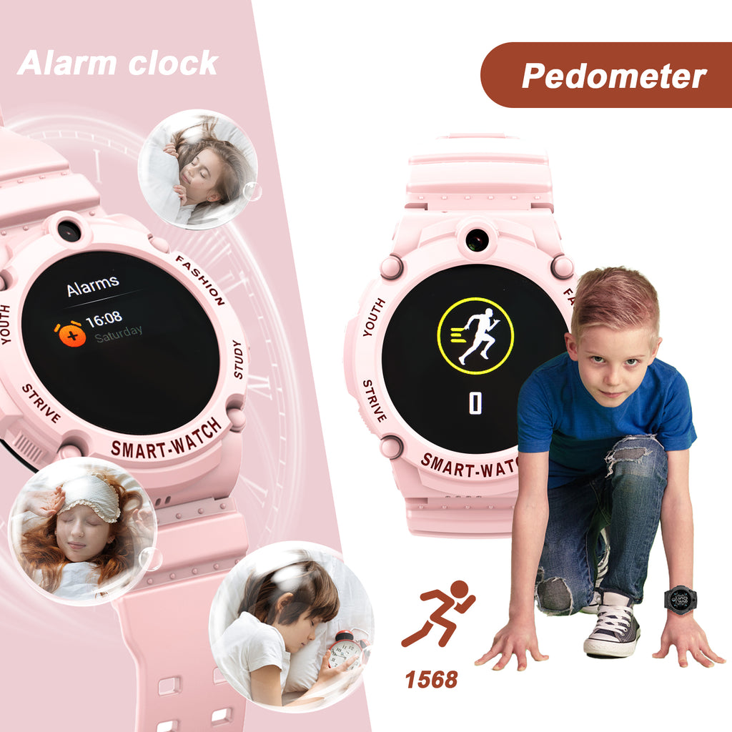 PTHTECHUS S02 Kids Smartwatch 4G with Phone GPS SOS Pink
