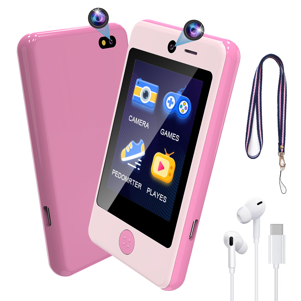 PTHTECHUS P1 2.8" Kids Toy Phone Toddler Phone with Dual Camerafor 3-7 Y/O Pink