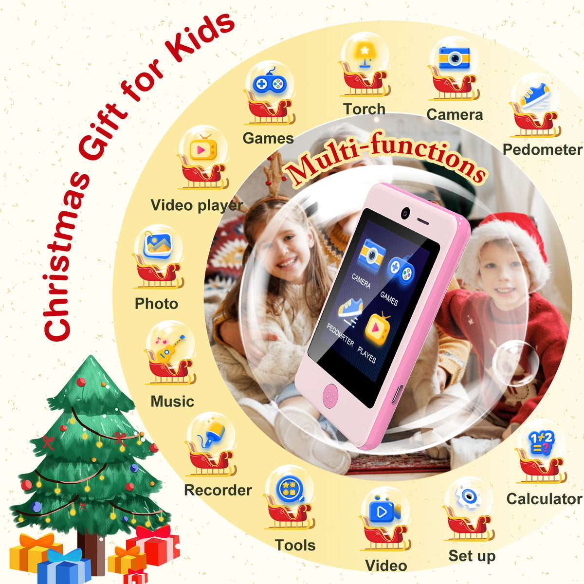 PTHTECHUS Telephone Portable pour Enfant, Smartphone pour Enfant Jouets  ELECTRONIQUES EDUCATIFS 02