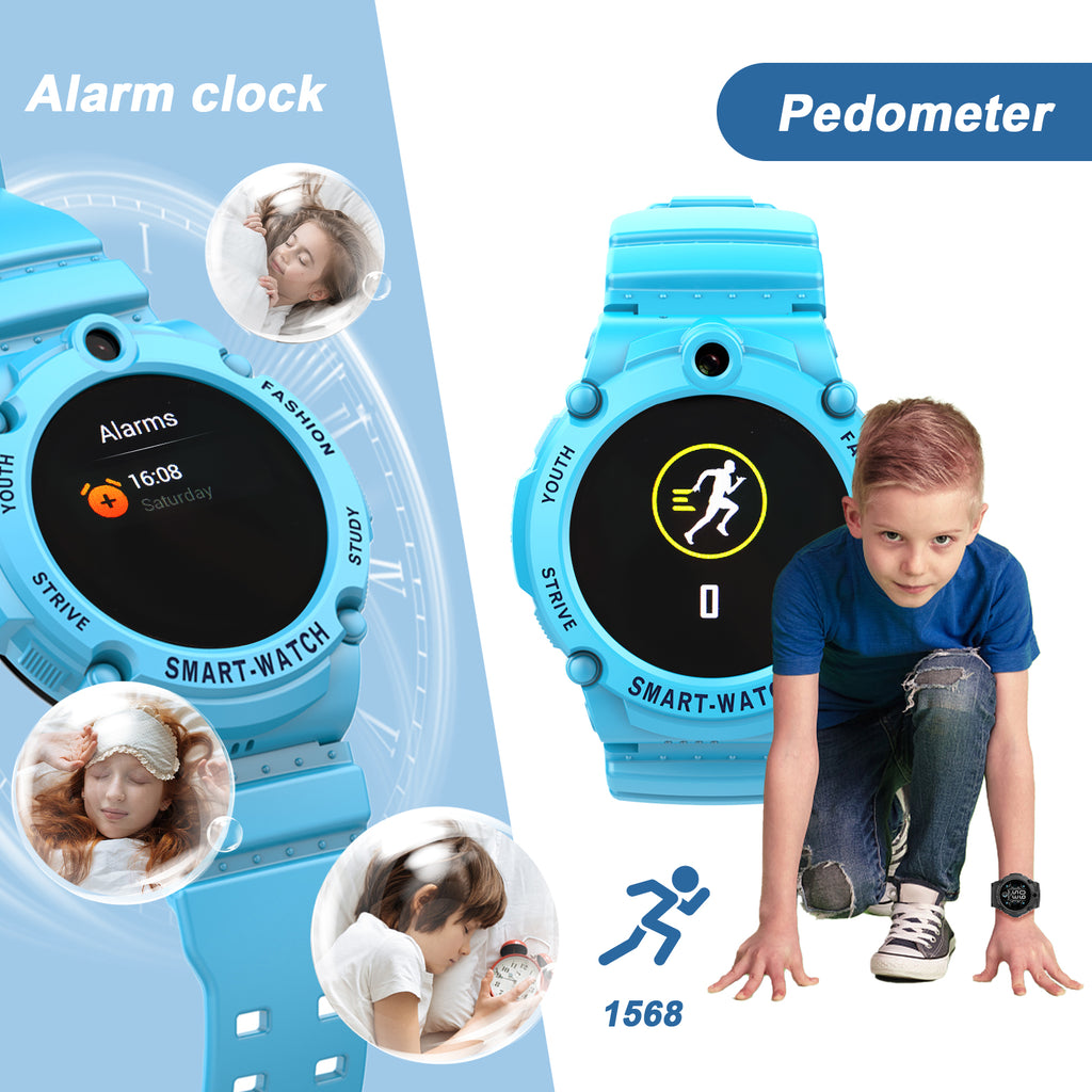 PTHTECHUS S02 Kids Smartwatch 4G with Phone GPS SOS Blue