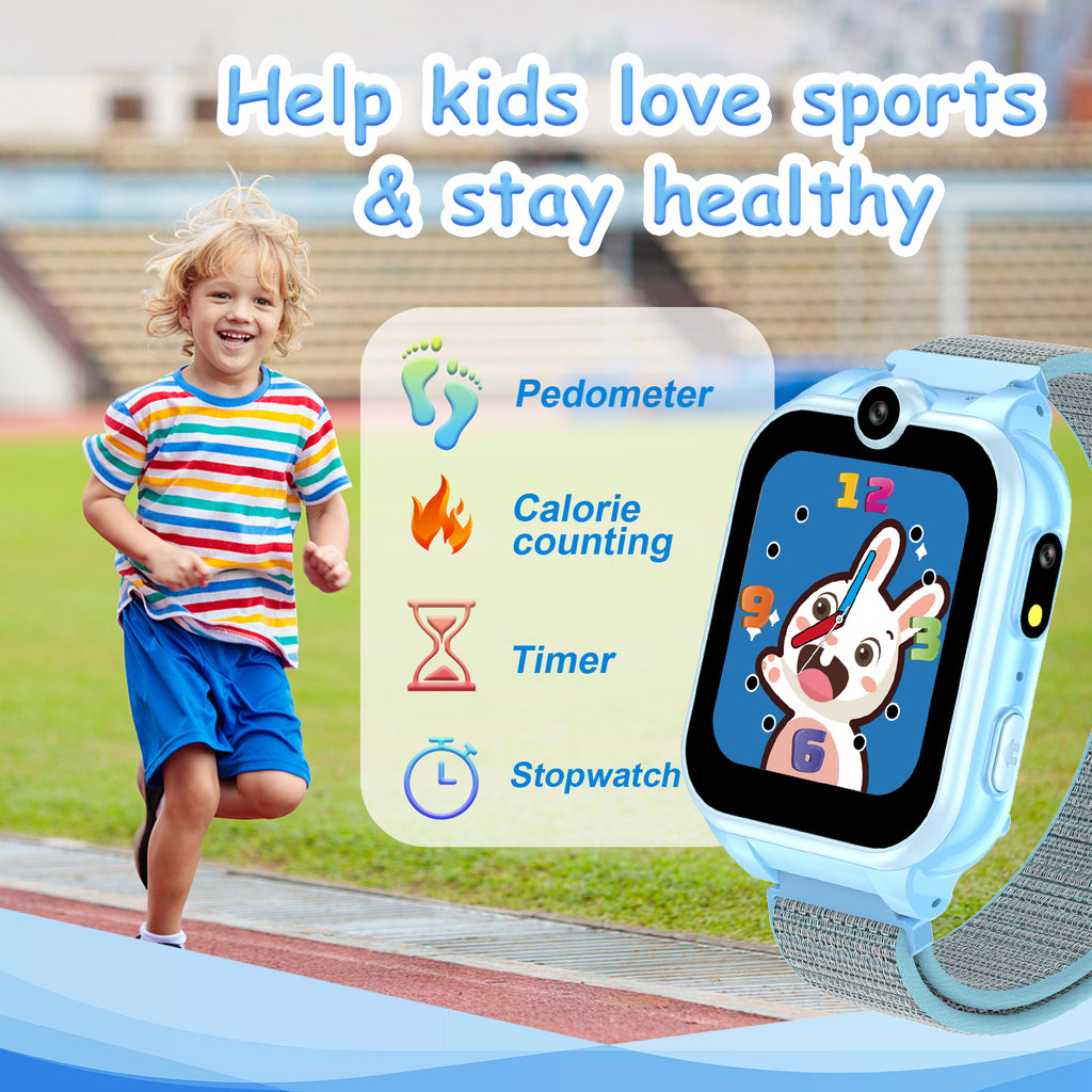PTHTECHUS X16 1.54" Kids Smart Watch for Boys Girls Kids Smartwatch Blue