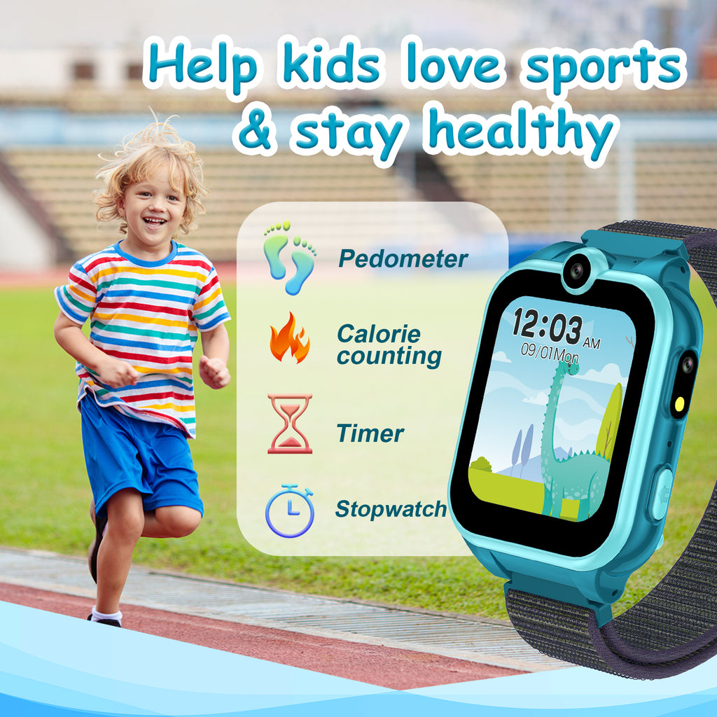 PTHTECHUS X16 1.54" Kids Smart Watch for Boys Girls Kids Smartwatch DeepBlue